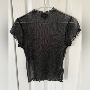 NWOT Topshop Sheer Glitter Mock Neck Top